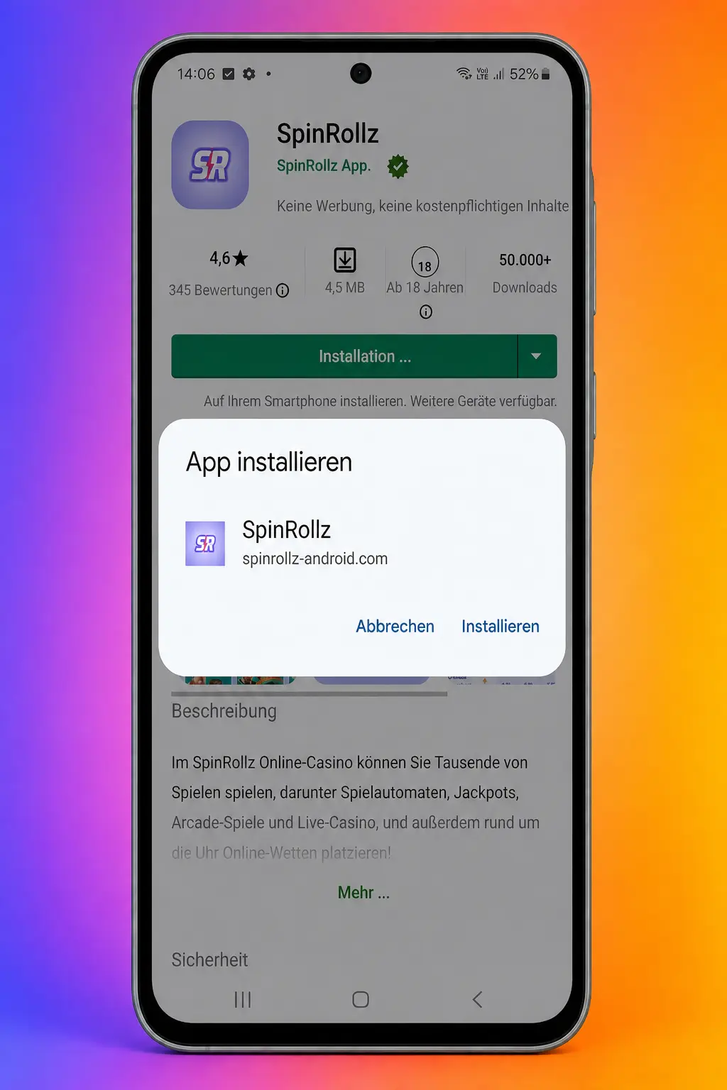 Spinrollz App Android APK Installationsanleitung mit Download- und Einrichtungsschritten