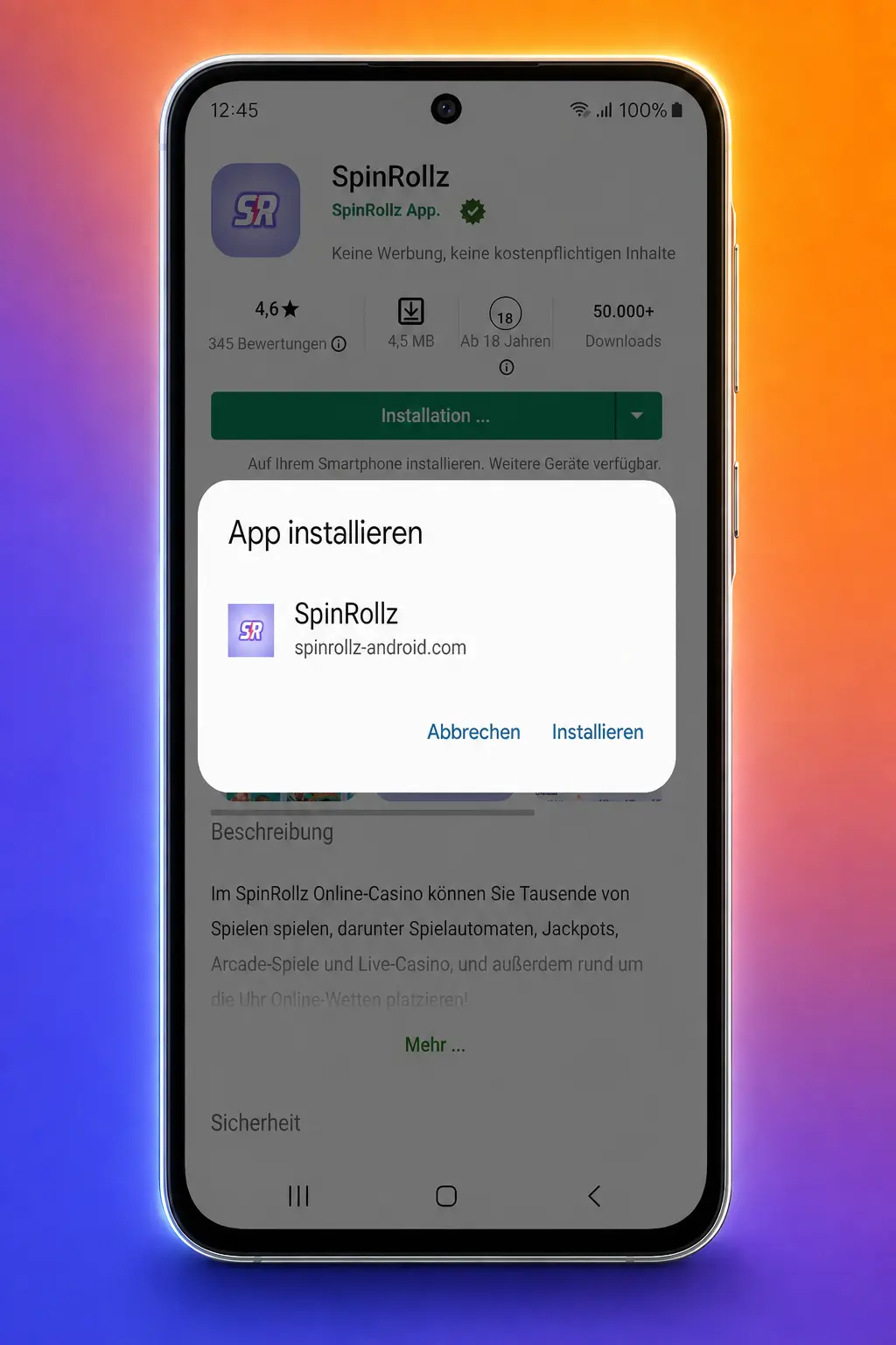 Anleitung zum Herunterladen und Installieren der Spinrollz APK auf einem Android-Smartphone